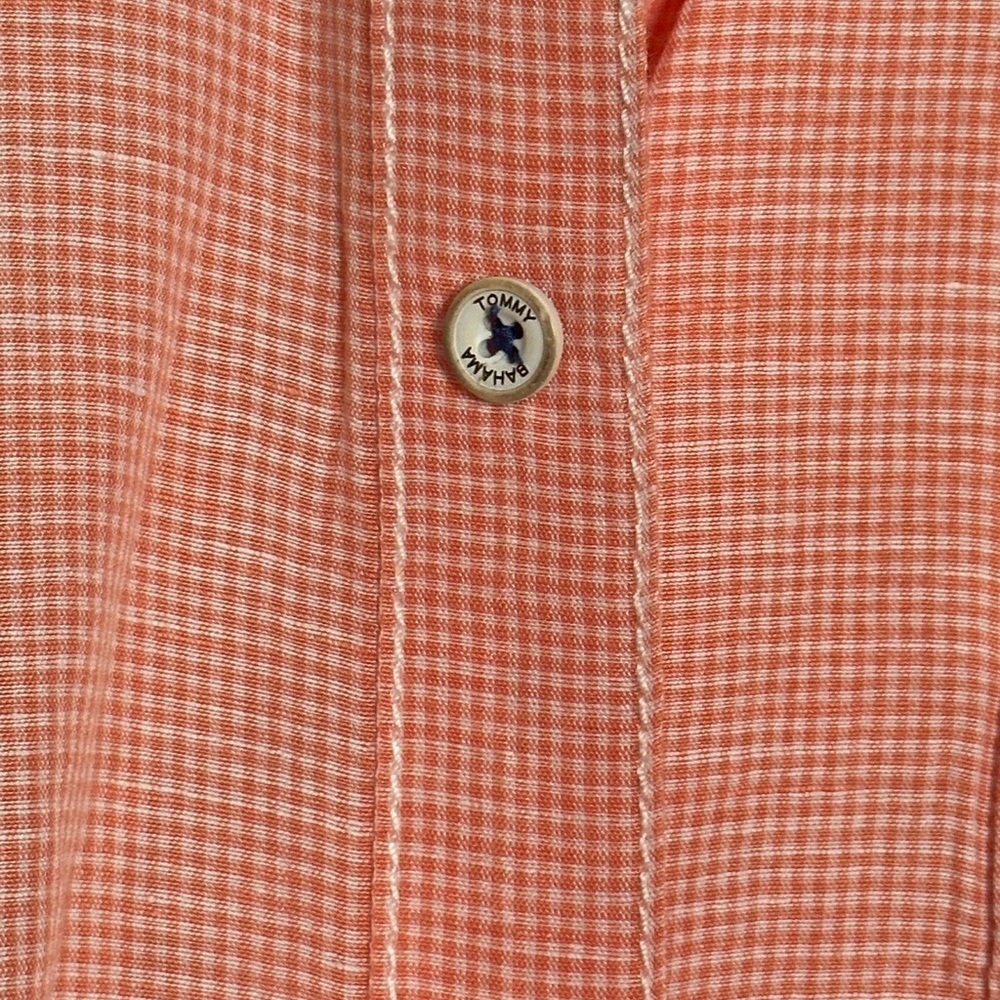 Tommy Bahama Hawaiian long sleeve button front men’s large shirt orange plaid - Picture 2 of 4